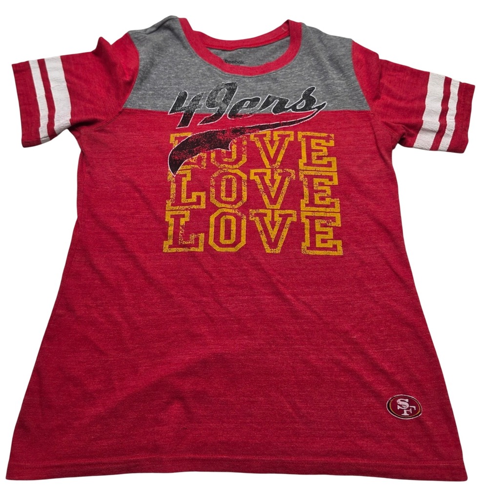 Reebok San Francisco 49ers Womens XL Red Grey Love Graphic T-Shirt NFL Football